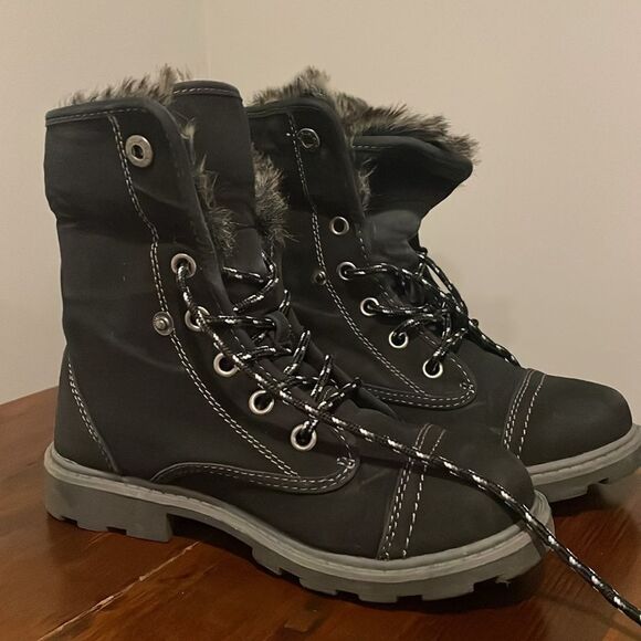 Roxy Tamarac Black Boots with Fur Trim Size 6.5 - Picture 6 of 13